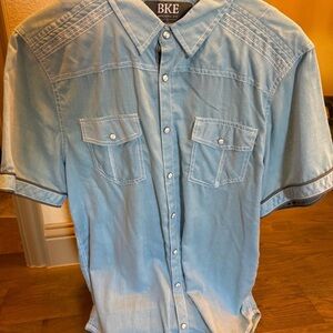 BKE Men's Sky Blue Button Down Shirt